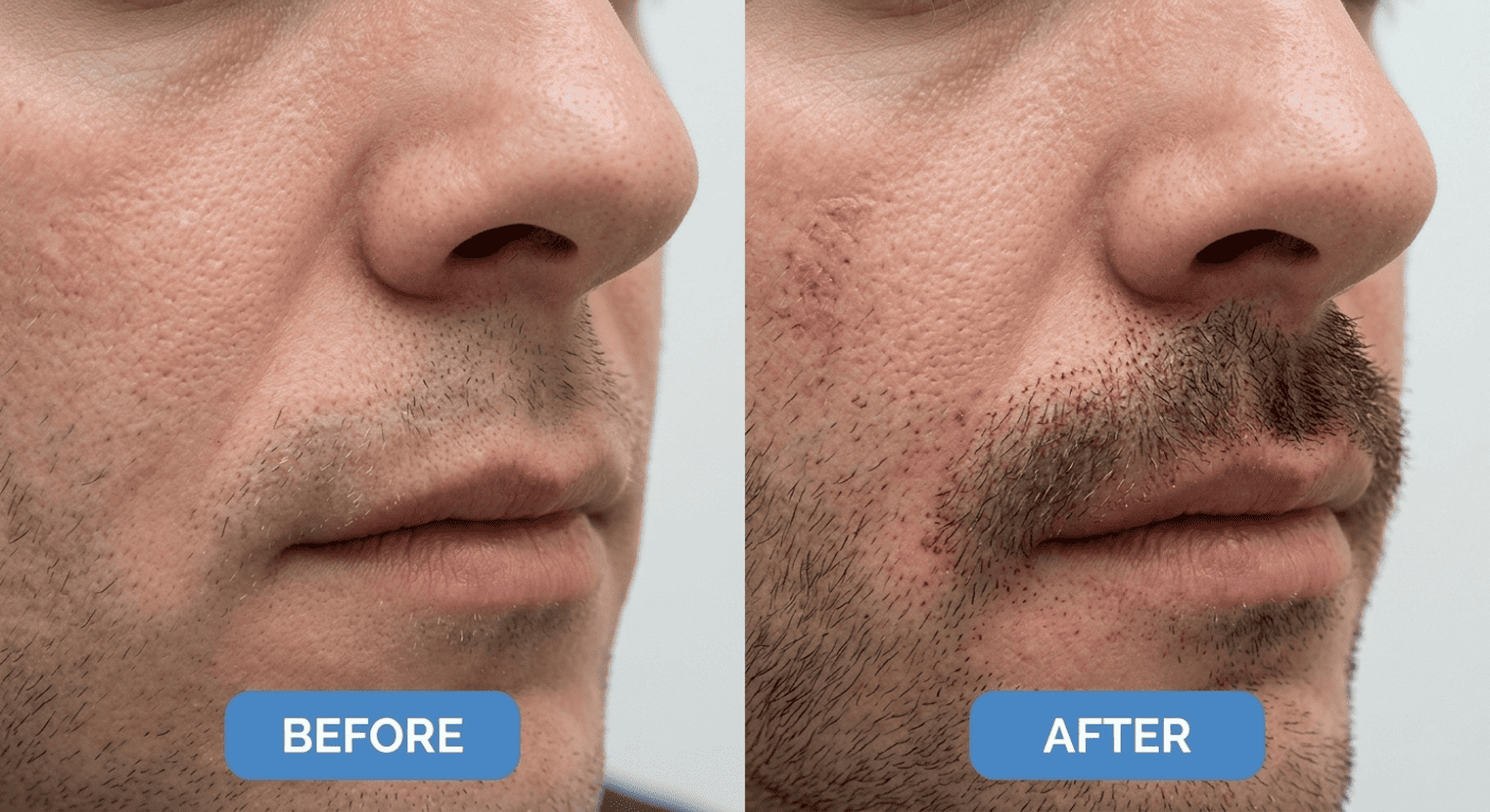 Before & After Moustache Transplant at Renew Skin & Health Clinic