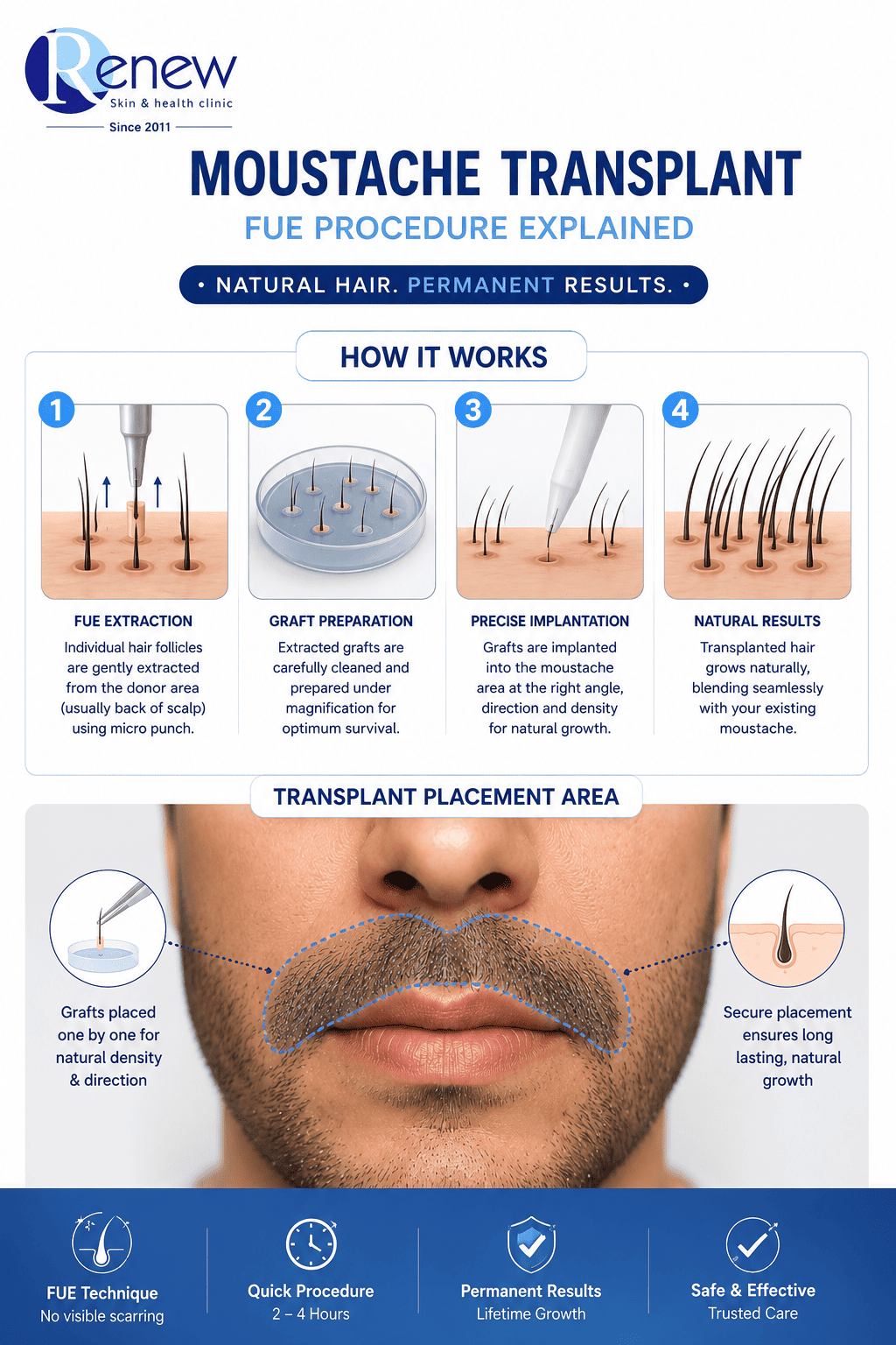moustache transplant FUE procedure Renew Clinic Leamington Spa moustache transplant FUE procedure Renew Clinic Leamington Spa