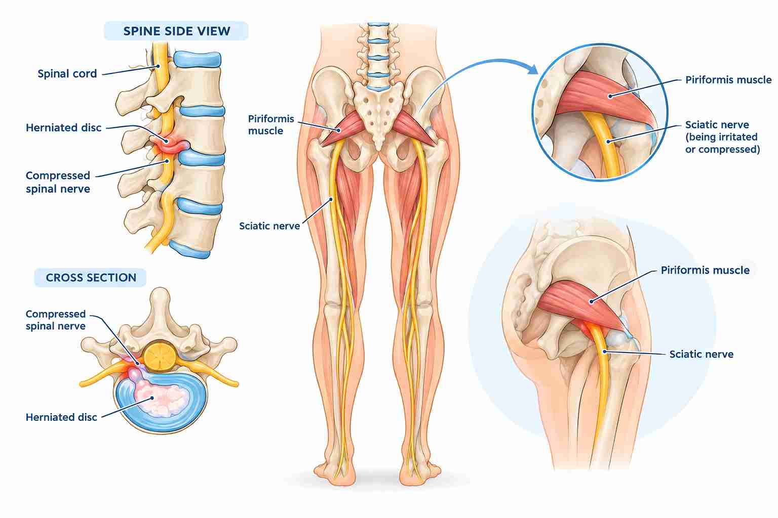 Piriformis Syndrome or Sciatica how to tell difference explained with the help of digram Piriformis Syndrome or Sciatica how to tell difference explained with the help of digram