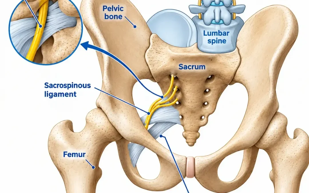 Pudendal Neuralgia Explanation with the iilustrative digram at renew skin & health clinic